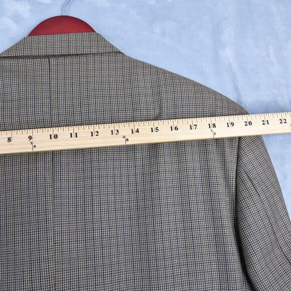 Joseph Abboud Blazer Men's 44L Brown Houndstooth 100% Wool Sport Coat Jacket - Picture 11 of 11